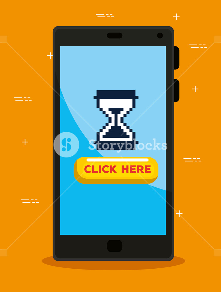 Smartphone With Hourglass Pixel Mouse Cursor Vector Illustration 756x1000 Smartphone With Hourglass Pixel Mouse Cursor Vector Illustration