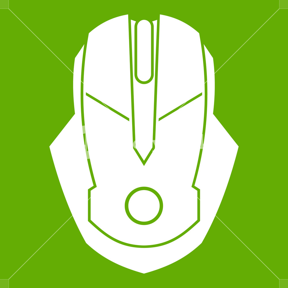 1000x1000 Computer Mouse Icon White Isolated On Green Background Vector