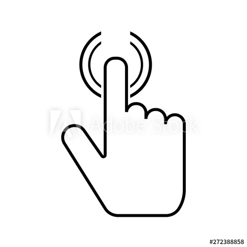 500x500 Push Button Hand Icon On White Background Cursor Of Computer