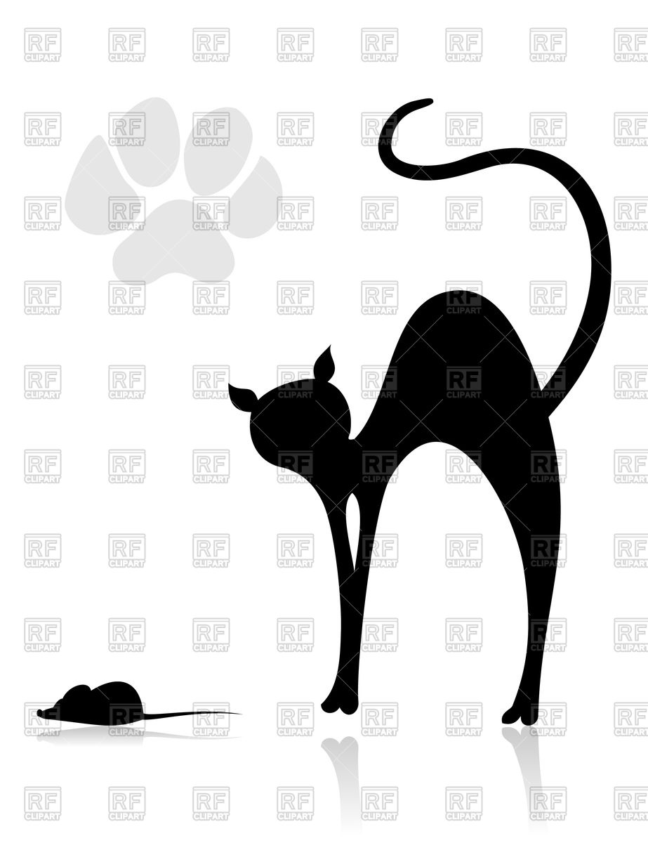 923x1200 Black Cat Hunts On Mouse Vector Image Of Plants And Animals
