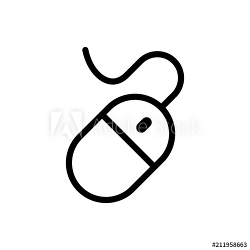 500x500 Computer Mouse Vector Icon, Pc Cursor Symbol Simple, Flat Design