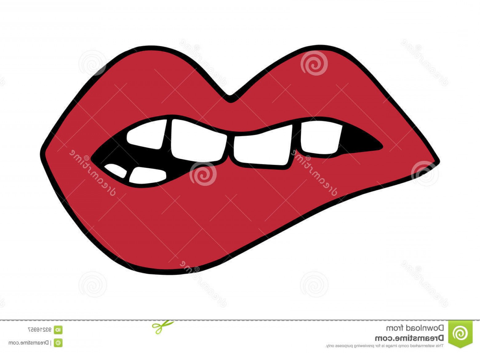 1560x1148 Stock Illustration Red Lips Biting Teeth Mouth Vector Illustration