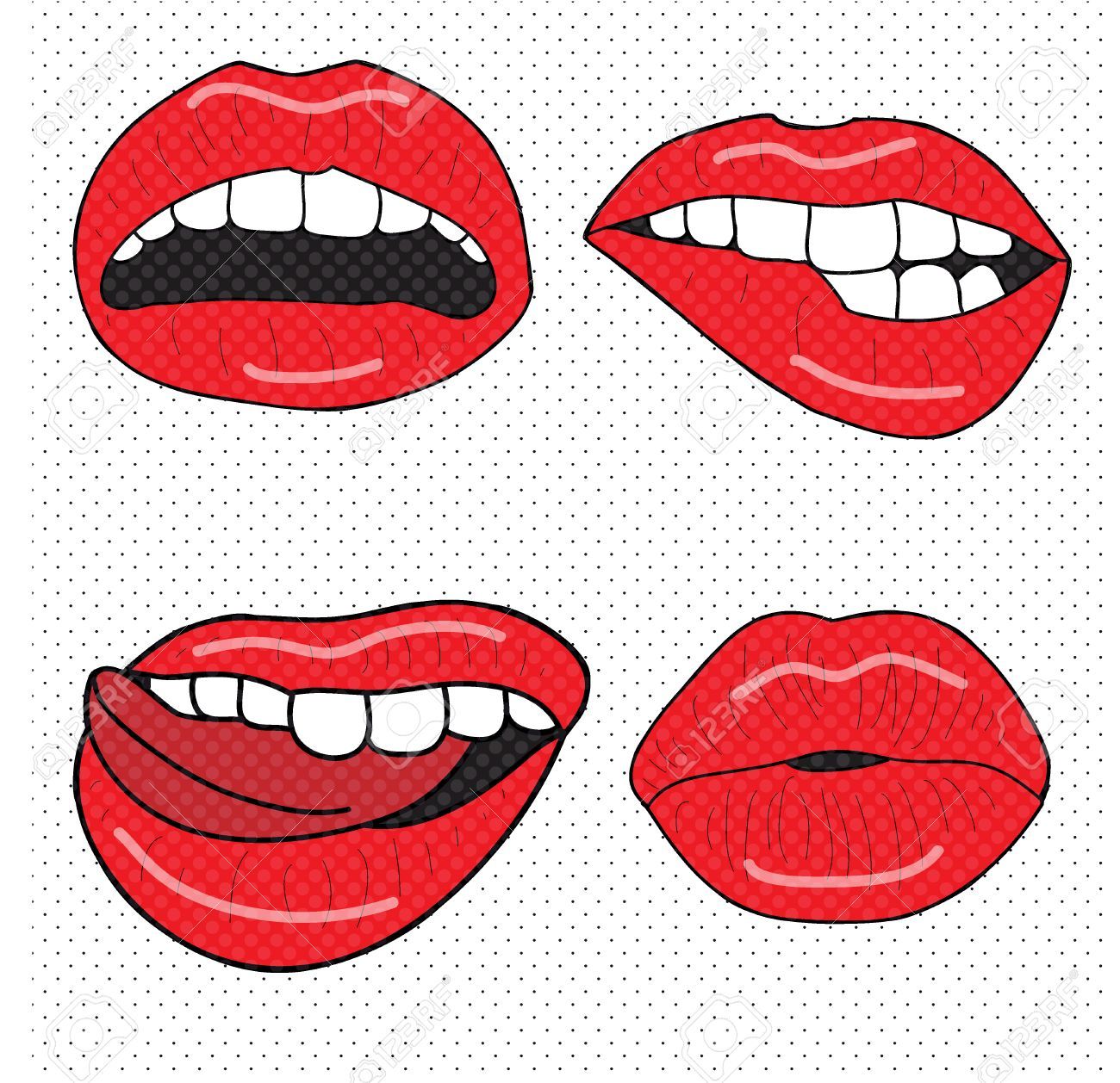 1300x1258 Pop Art Mouth Vector Free