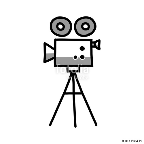 500x500 Movie Camera Vector Icon, Sketch On White Background Stock Image