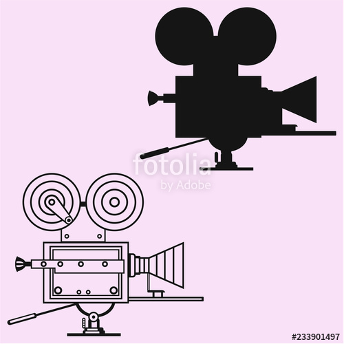 500x500 Retro Movie Camera Vector Silhouette Stock Image And Royalty