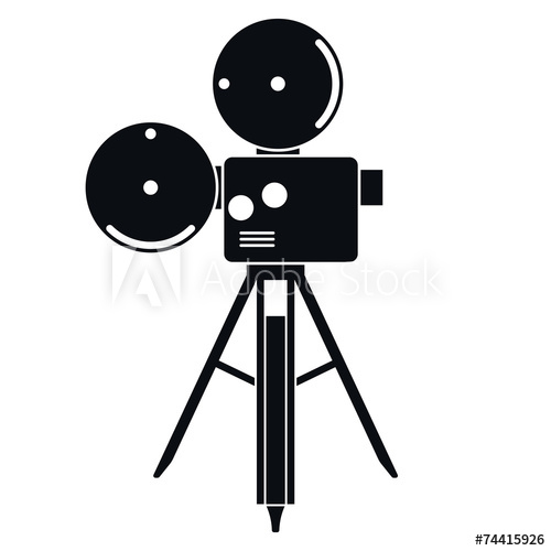 500x500 Movie Camera, Vector Icon Illustration