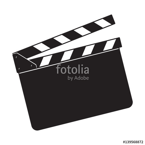 500x500 Blank Cinema Production Black Clapper Board, Sketch Style Vector