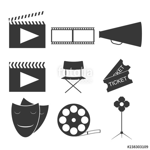 500x500 Flat Several Cinema Elements Design Movie Icon Vector