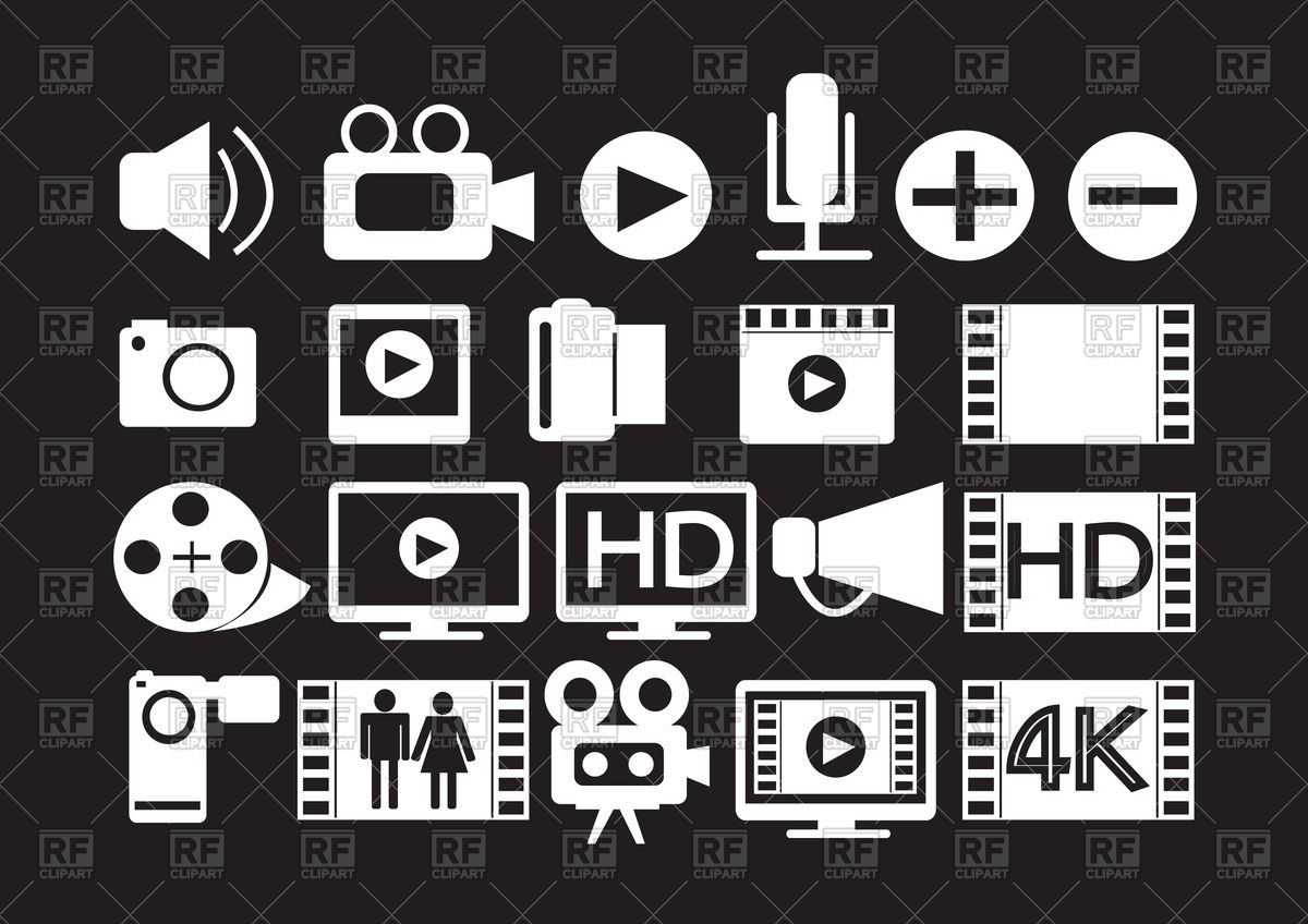 1200x848 Video Movie Multimedia Icons Vector Image Of Signs, Symbols, Maps
