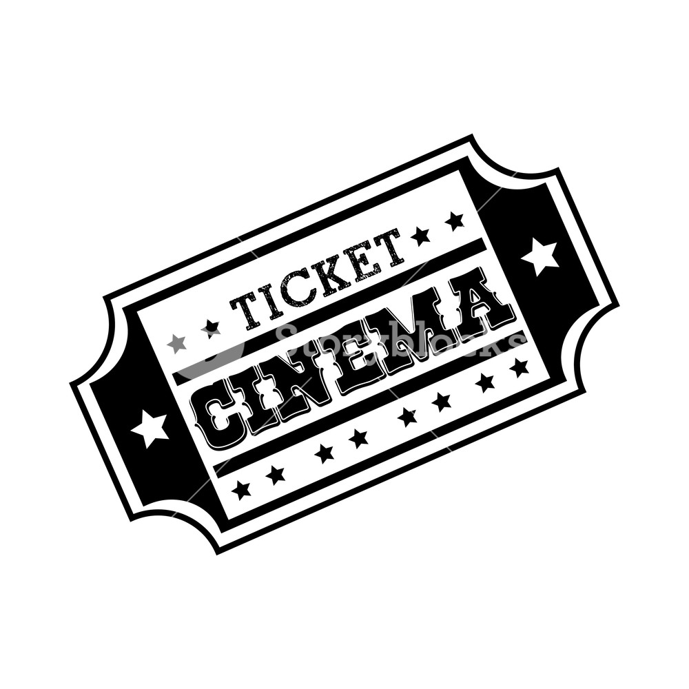 1000x1000 Ticket Cinema Movie Icon Vector Illustration Royalty Free