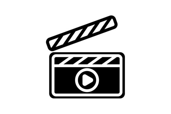 580x386 Clapperboard, Movie Monochrome Icon Vector Graphic