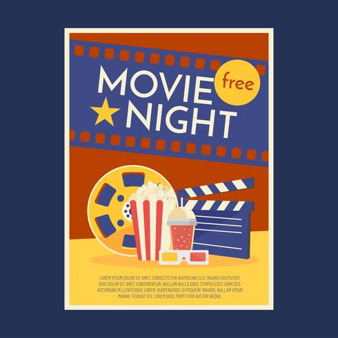 490x490 Movie Night Poster Template Vector