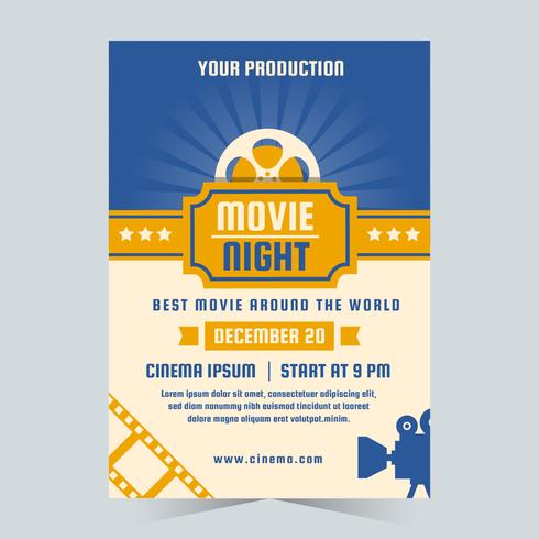 490x490 Movie Night Poster Vector
