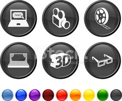 242x200 Movie Night Royalty Free Vector Icon Set Stock Vectors