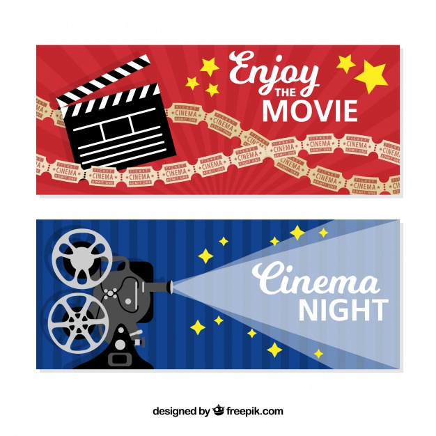 626x626 Cinema Night Banners Collection Vector Free Download