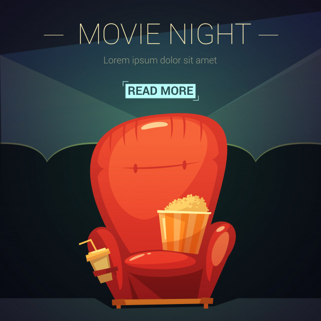 626x626 Movie Night Cartoon Illustration Vector Free Download