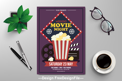500x333 Movie Night Subjects Flyers Vector Free Download