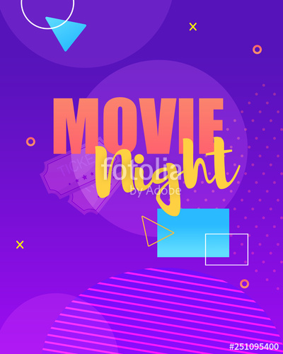 400x500 Poster Advertising Ticket Online Movie Night Stock Image