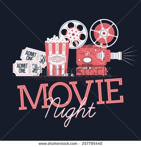 450x470 Cool Vector Web Banner Or Printable Design Element On Movie Night