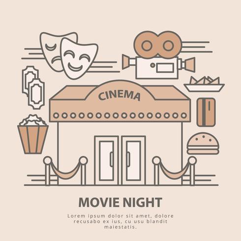 490x490 Vector Movie Night Illustration