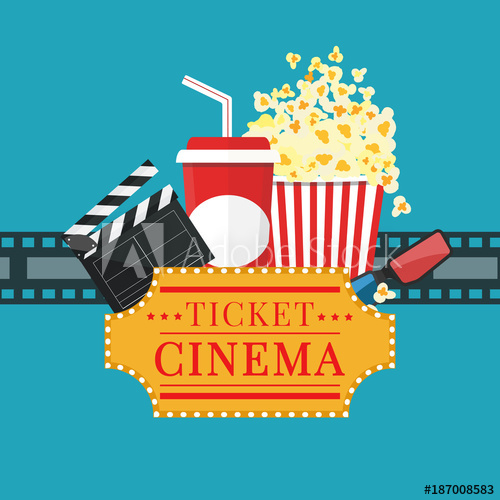 500x500 Vector Illustration Popcorn And Drink Film Strip Border Cinema