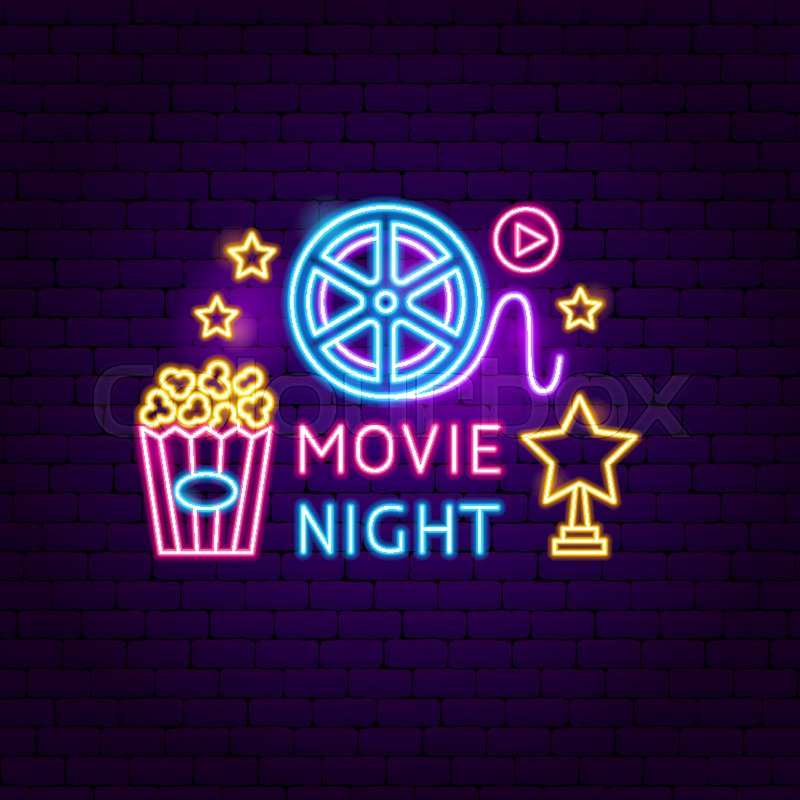 800x800 Movie Night Neon Sign Vector Stock Vector Colourbox