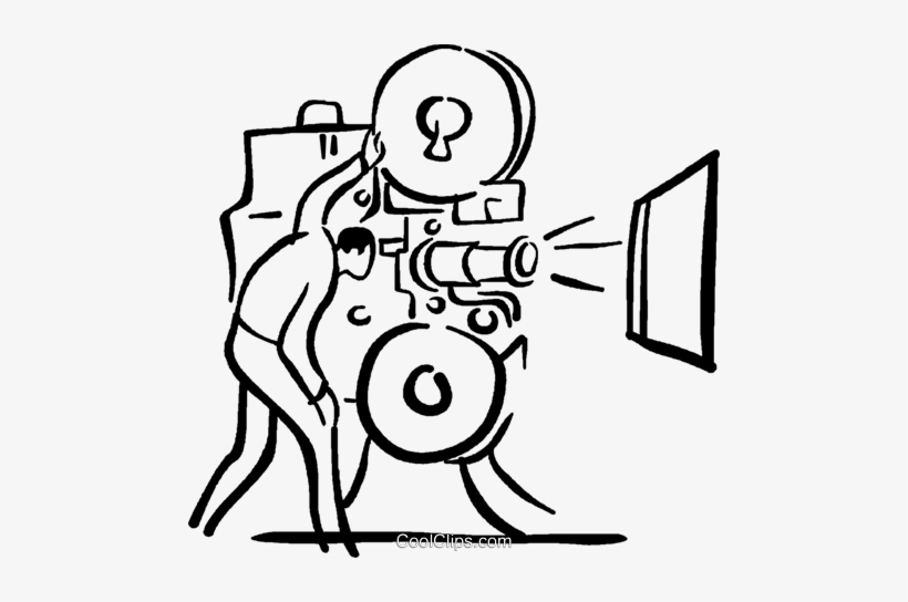 820x544 Movie Projector And Operator Royalty Free Vector Clip