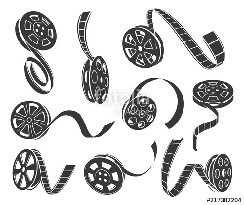 500x420 Film Reel Icons Vector Set Isolated From Background Stock Image