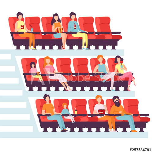 People Sitting In Cinema Hall, Men And Women Watching Film, Eating 500x500 People Sitting In Cinema Hall, Men And Women Watching Film, Eating