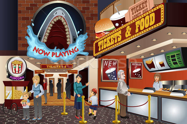People In A Movie Theater Vector Illustration Artisticco Llc 600x400 People In A Movie Theater Vector Illustration Artisticco Llc