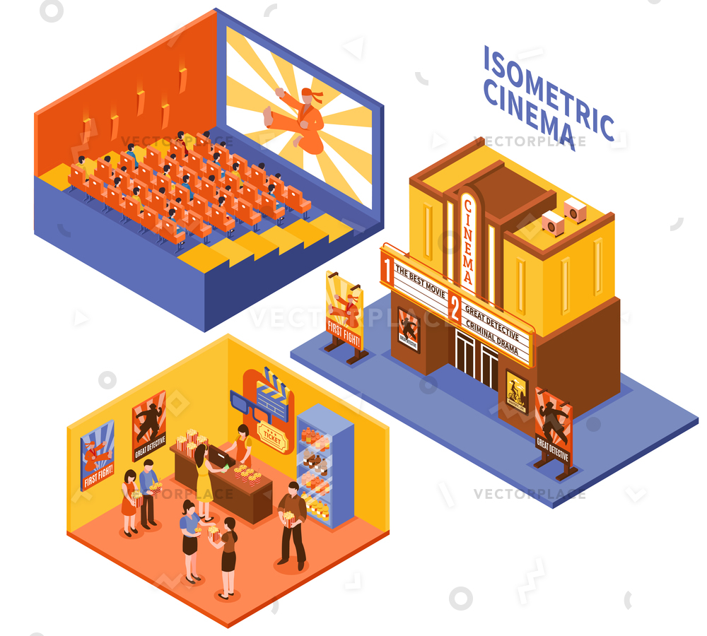 Collection Cinema Isometric Compositions Viewers Auditorium Vector 1000x900 Collection Cinema Isometric Compositions Viewers Auditorium Vector