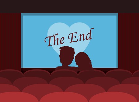Couple Of Lovers Watching Romantic Movie In Cinema Theater 450x330 Couple Of Lovers Watching Romantic Movie In Cinema Theater