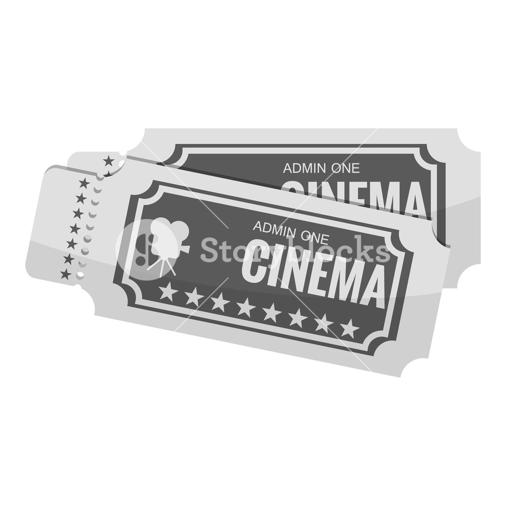 1000x1000 Movie Ticket Icon Gray Monochrome Illustration Of Movie Ticket
