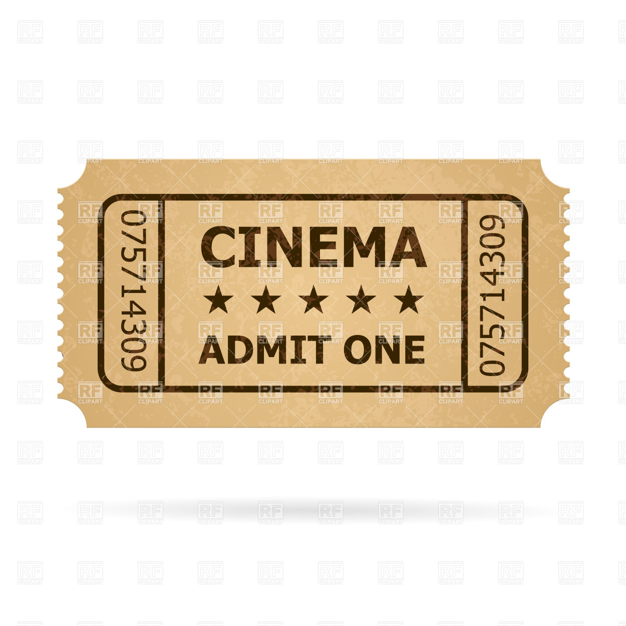 1250x1250 Retro Cinema Cardboard Ticket Vector Image Of Objects Dvarg
