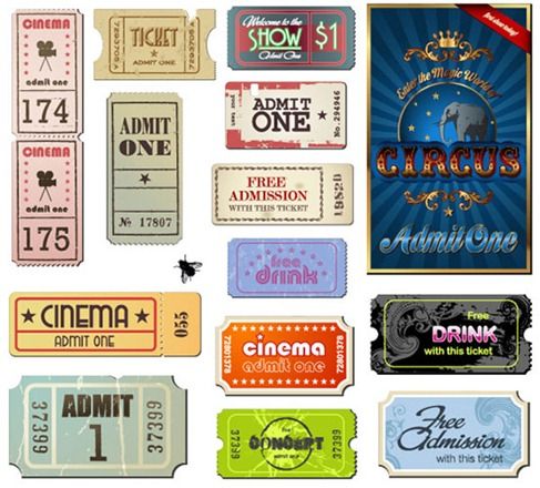 487x440 Vintage Movie Ticket Vector Set Free Vector Graphics All Free