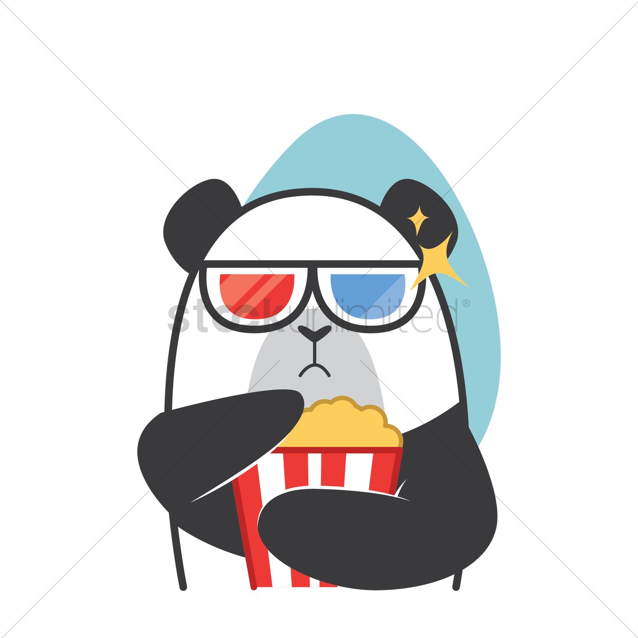 Cartoon Panda Watching A Movie Vector Image 1300x1300 Cartoon Panda Watching A Movie Vector Image