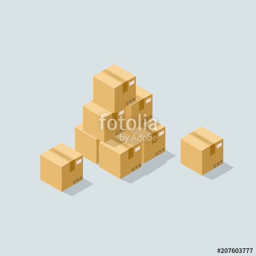 500x500 Isometric Pile Of Cardboard Boxes Vector Illustration Moving