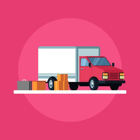 490x490 Moving Truck And Cardboard Boxes Vector