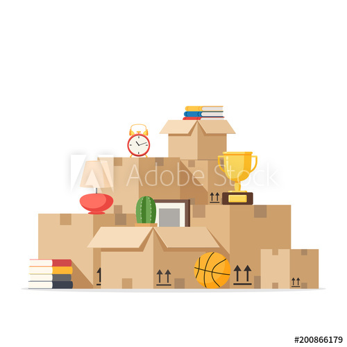 500x500 Moving With Boxes To New Home Pile Of Stacked Cardboard Boxes