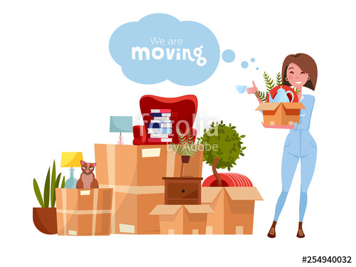 500x375 Vector Cartoon Illustration Of Loader Mover Woman In Uniform