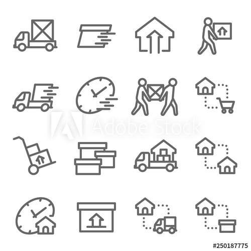500x500 Moving House Vector Line Icon Set Contains Such Icons As Shipping