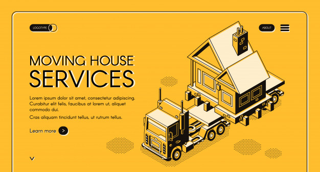 626x337 Moving House Works Online Service Isometric Web Banner Vector
