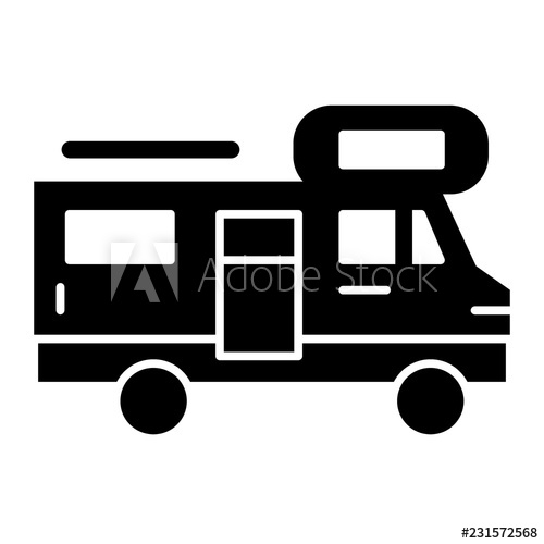 500x500 Car House On Wheels Solid Icon Truck Moving House Vector