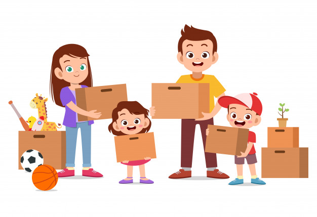 626x429 Family Holding Cardboard Moving House Vector Premium Download