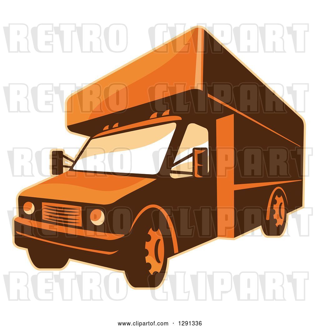 1024x1044 Vector Clip Art Of Retro Brown And Orange Toned Delivery Van
