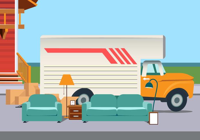 Vector Moving Van With Furniture 700x490 Vector Moving Van With Furniture