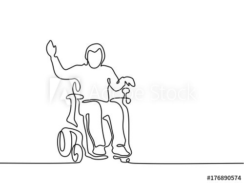 Continuous Line Drawing Disabled Man On Electric Wheelchair Enjoy 500x375 Continuous Line Drawing Disabled Man On Electric Wheelchair Enjoy