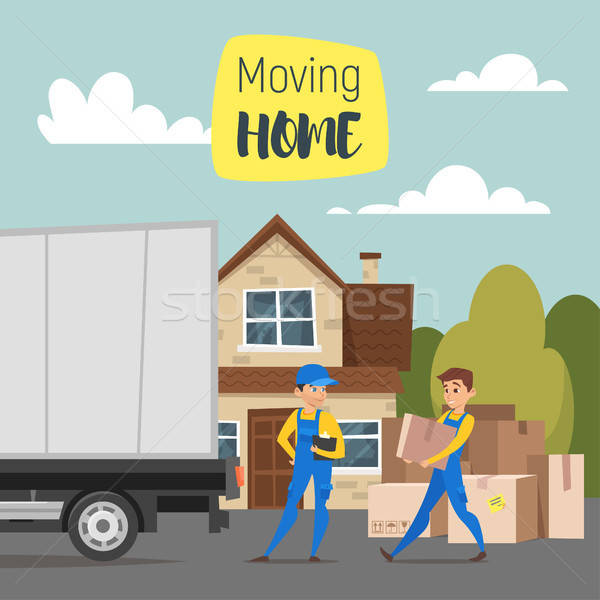 House, Paper Boxes And A Truck Concept For Home Moving Vector 600x600 House, Paper Boxes And A Truck Concept For Home Moving Vector