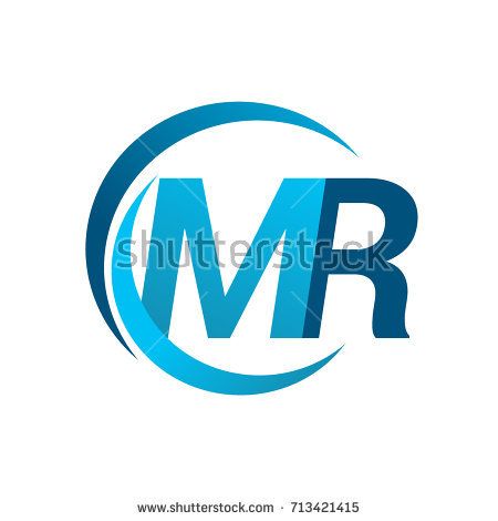 450x470 Initial Letter Mr Logotype Company Name Blue Circle And Swoosh