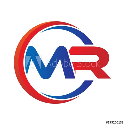 500x500 Mr Logo Vector Modern Initial Swoosh Circle Blue And Red